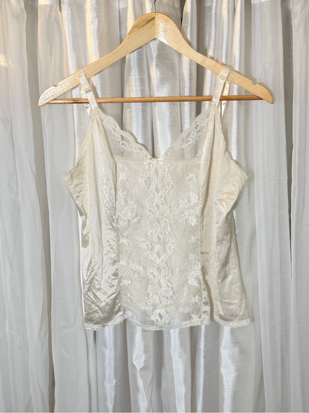 Olga Ivory Lace-Front Satin Camisole